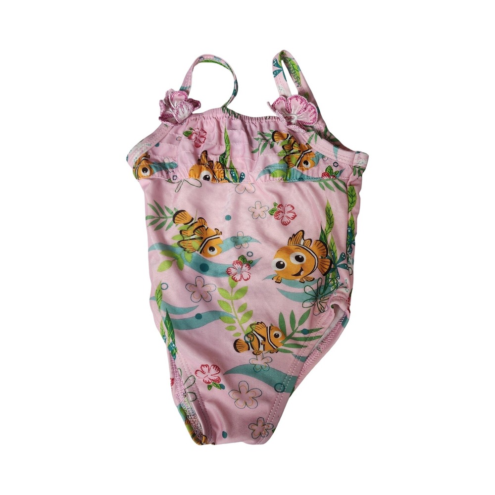Disney Pixar Finding Nemo Baby Girls Pink One Piece Swimsuit 3D Flower 12M